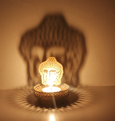 

Bliss Buddha Bust Steel 1 - Cup Tealight Holder(Gold, Pack of 1)