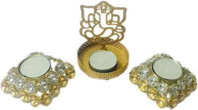 

Loops n knots Iron 3 - Cup Tealight Holder Set(Gold, Pack of 3)