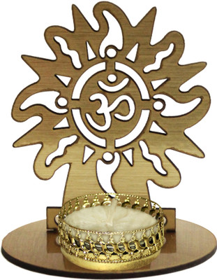 

Bliss SHADOW DIYA Wooden 1 - Cup Tealight Holder Set(Gold, Pack of 2)