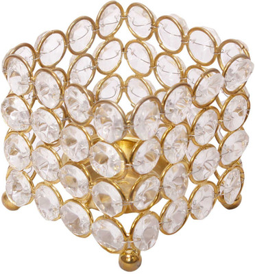 

Being Nawab Square Mesmerizing Crystal Tealight Holder(Gold, Pack of 1)