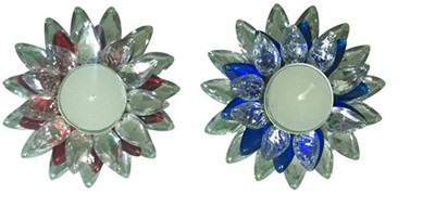 

Toygully Crystal Tealight Holder Set(Blue, Red, Pack of 2)