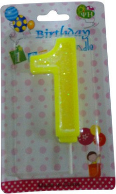 

Funcart Glitter Numerical Number One Shape Candle(Yellow, Pack of 1)