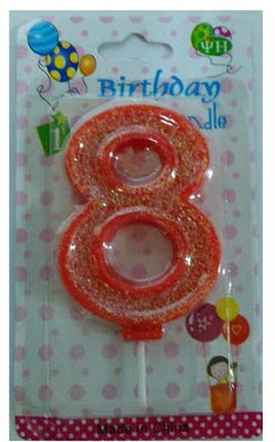 

Funcart Glitter Numerical Number Eight Candle(Red, Pack of 1)