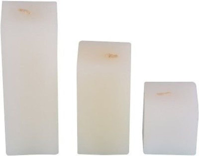 

Atorakushon 3 Pieces White Square Cube Pillar Smokeless Scented CANDLE Candle(White, Pack of 3)
