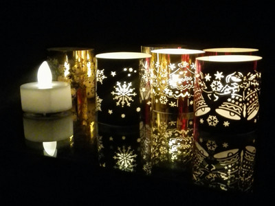 

WhitePavo Flickering LED TeaLight - White Flame with X-MAS Designer Paper Votive Wraps and Candle(White, Pack of 6)