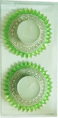 

Shopjinie Rangoli Tealight Pack Candle(Green, Pack of 2)