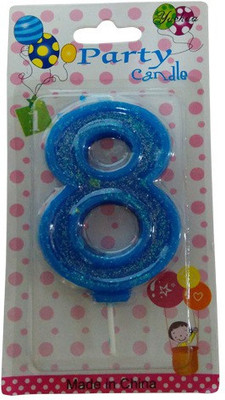 

Funcart Glitter Numerical Number Eight Candle(Blue, Pack of 1)