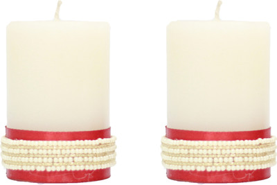 33% OFF on Tvish Candles Decorative Pearl Border Candle(White, Pack of 2)