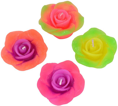 

Starlight Candles Floating Flower CL01 Candle(Multicolor, Pack of 4)