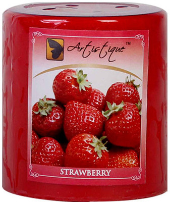 22% OFF on Artistique Strawberry Fragrance 2.8X3 Pillar Candle(Red, Pack of 1)