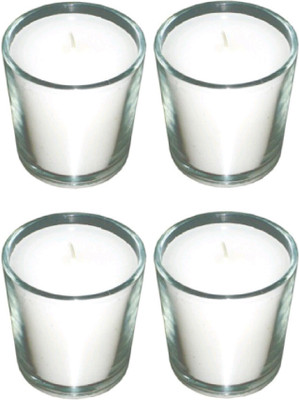 

Madhulica Candles MADHULICA WHITE WAX GLASS CANDLES PACK OF 4 Candle(White, Pack of 4)