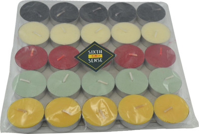 

Sixthsense Muticolor Tealight Scented Candle(Multicolor, Pack of 25)
