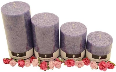 Yes No Lavender Scented Pillar Candles Set- Purple Color | Pack of 4 Different Size Candles | By YesNo.in Candle(Purple, Pack of 4)