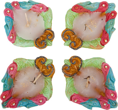 

Alok Overseas Radiating Diwali Diya Candle(Green, Pack of 4)