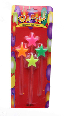 

Funcart Multi color star candles on stick Candle(Multicolor, Pack of 1)