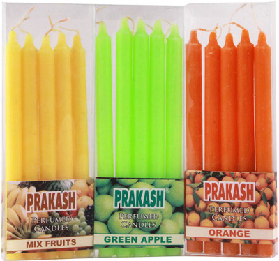 

Prakash FRUITY COMBO Candle(Yellow, Green, Orange, Pack of 3), Green;orange;yellow