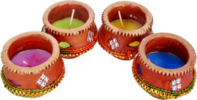 

Shreeng Matki Candle Candle(Multicolor, Pack of 4)