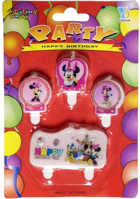 

Funcart Minnie Mouse Happy Birthday Candles (4pcs pack) Candle(Multicolor, Pack of 4)