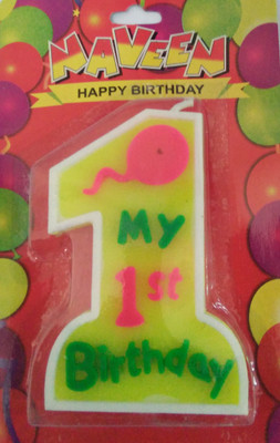 

Funcart Neon yellow My 1st birthday candle Candle(Multicolor, Pack of 1)