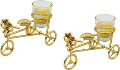 

CTW Designer Cycle Shape Stand Gel Pack of 2 Candle(Gold, Pack of 2)