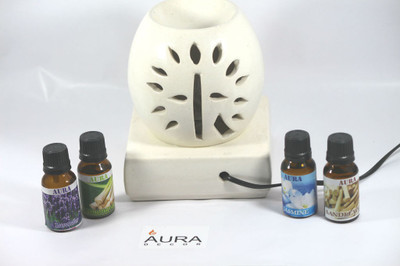 

AuraCandles AuraDecor Electric Aroma Oil Burner Oval Shape with 4 different Candle(White, Pack of 5)