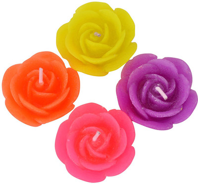 

Starlight Candles CL-04 FLOATING FLOWER CANDLES PACK OF 4 Candle(Multicolor, Purple, Pink, Orange, Pack of 04), Multicolor;orange;pink;purple