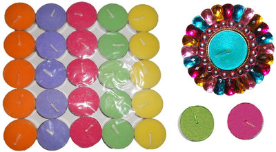 

Rasmy Candles Multicolour Tealight Stone Water Floater Combo Candle(Multicolor, Pack of 28)