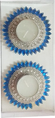 

Shopjinie Rangoli Tealight Pack Candle(Blue, Pack of 2)