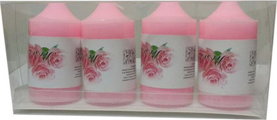 

Shopjinie Gift Set of 4 Small Pillar Candles Candle(Pink, Pack of 4)