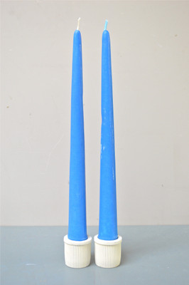 

Aurocandles Taper Blue With White Holder Candle(Blue, Pack of 2)