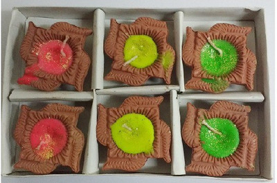 

Shopjinie Swastik Handcrafted Diya Pack Candle(Multicolor, Pack of 6)