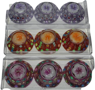 

Funcart Designer sequinned candle holder for diwali (3pcs/pack) Candle(Multicolor, Pack of 3)