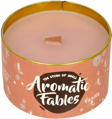 

First Row Aromatic Fables 8oz Vanilla Fragrance Soy Wax Scented Decorative Gifting Pink Color Wood Wick Tin Candle Candle(Pink, Pack of 1)