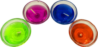 

Gayatri Creations GLASS DIYA GEL Candle(Orange, Blue, Green, Pink, Pack of 4), Blue;green;orange;pink