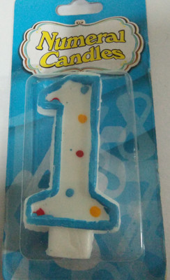 

Funcart Blue dotted No 1 Candle Candle(Multicolor, Pack of 1)