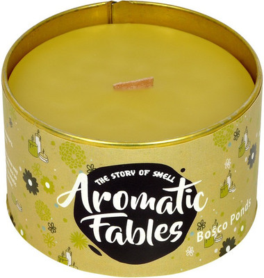 

First Row Aromatic Fables 8oz Bosco Pond Fragrance Soy Wax Decorative Gifting Yellow Color Wood Wick Tin Candle Candle(Yellow, Pack of 1)