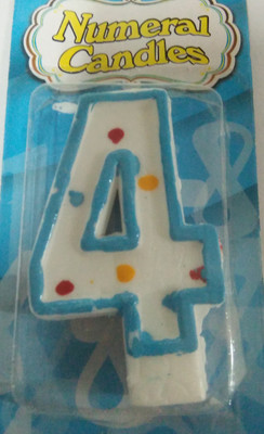 

Funcart Blue dotted number 4 candle Candle(Multicolor, Pack of 1)