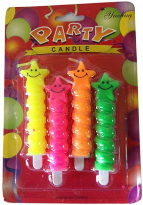 

Funcart Neon Star spiral candles (pack of 4) Candle(Multicolor, Pack of 4)