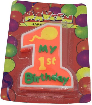 

Funcart My 1st Birthday Neon Orange Candle Candle(Multicolor, Pack of 1)