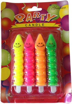 

Funcart Neon Smiley spiral candles (pack of 4) Candle(Multicolor, Pack of 4)