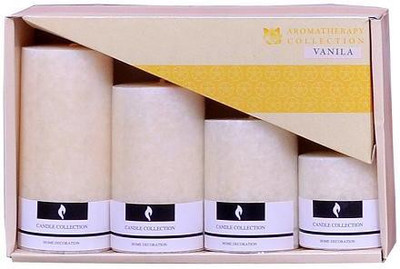 

Indigo Creatives Vanila Scented Set of 4 Perfume Pillar Candles for Diwali Christmas Valentine Candle(Yellow, Pack of 4)