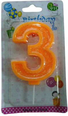 

Funcart Glitter Numerical Three Shape Candle(Orange, Pack of 1)