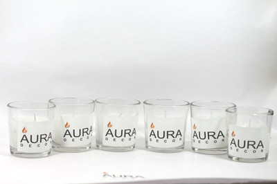 AuraCandles AuraDecor Set of 6 Unscented Glass Candle Candle(White, Pack of 6)