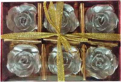 Shopjinie Floating Rose Pack Candle(Silver, Pack of 6)