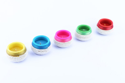 

The Nodding Head Diwali Diya - Multi Beaded Matki Candle(Multicolor, Pack of 5)