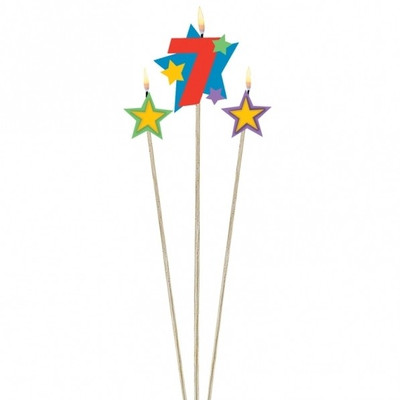 Amscan International Numerical Star Pick Candles - 7 Candle(Multicolor, Pack of 1)