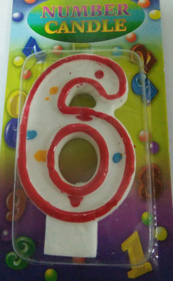 

Funcart red dotted number 6 candle Candle(Multicolor, Pack of 1)