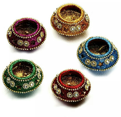 

Madhulica Candles STONE MATKI FILL WITH SCENTED WAX CANDLES Candle(Multicolor, Pack of 5)