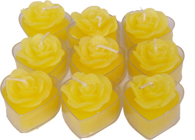 DCH Scented Heart Shape Candles With Case Candle(Yellow, Pack of 9)