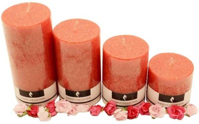 Yes No Rose Scented Pillar Candles Set- Red Color | Pack of 4 Different Size Candles | By YesNo.in Candle(Red, Pack of 4)